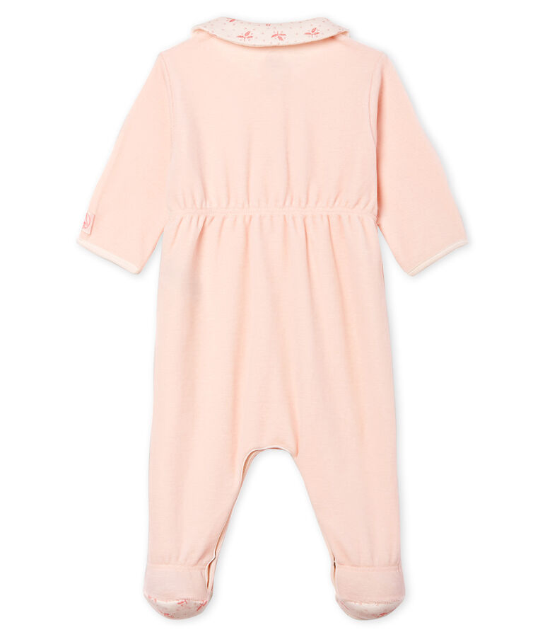 Pijama de terciopelo para beb&eacute; ni&ntilde;a rosa FLEUR