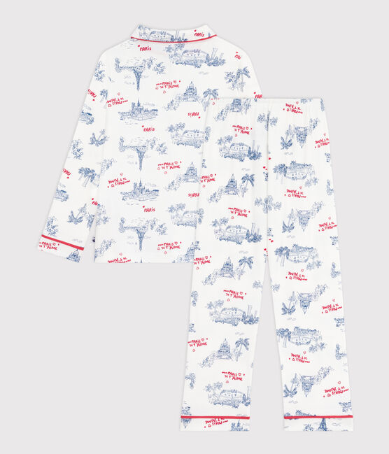 Pijama infantil abotonado de algodón con estampado de París blanco MARSHMALLOW/blanco MULTICO
