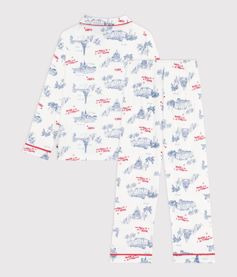 Pijama infantil abotonado de algod&oacute;n con estampado de Par&iacute;s blanco/multicolor