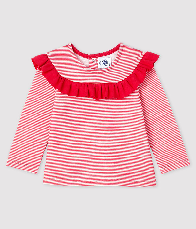 Blusa de manga larga para beb&eacute; ni&ntilde;a rosa/blanco