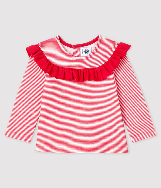Blusa de manga larga para bebé niña rosa POPPY/blanco MARSHMALLOW