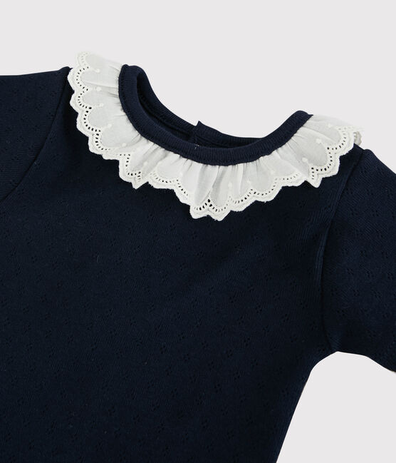 Body con cuello de bordado inglés de bebé niña azul SMOKING
