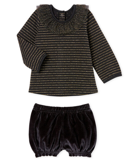 Conjunto 2 piezas para bebé niña negro NOIR/blanco MULTICO