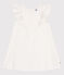 Vestido infantil de algodón de manga corta blanco MARSHMALLOW/gris ARGENT