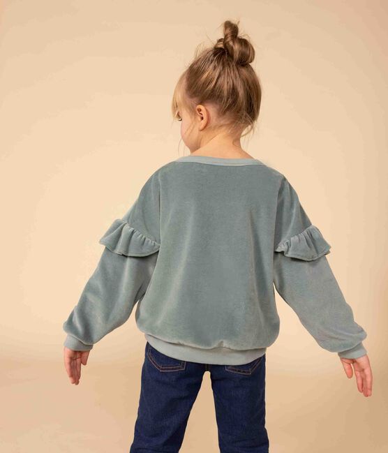 Sudadera lisa de rizo aterciopelado de niña verde BRUT