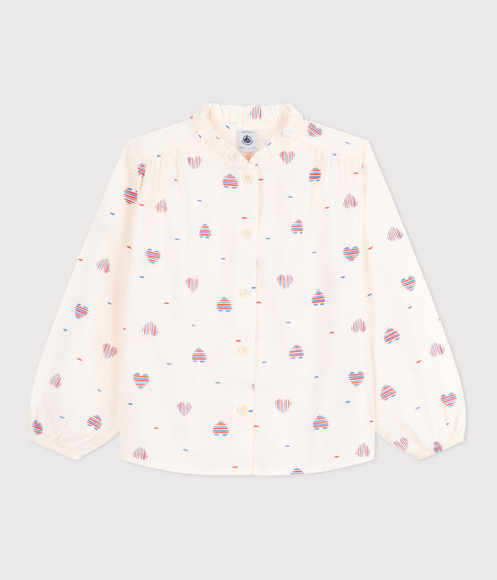 Blusa infantil de manga larga de algodón con corazones blanco AVALANCHE/ MULTICO