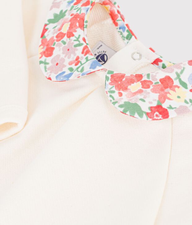 Sudadera lisa de algod&oacute;n con cuello estampado para beb&eacute; MILK
