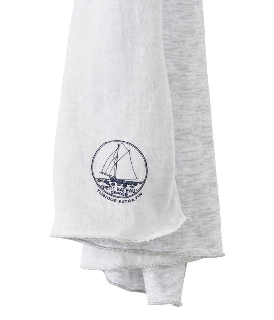 Pañuelo de mujer en túbico extrafino gris POUSSIERE/blanco LAIT