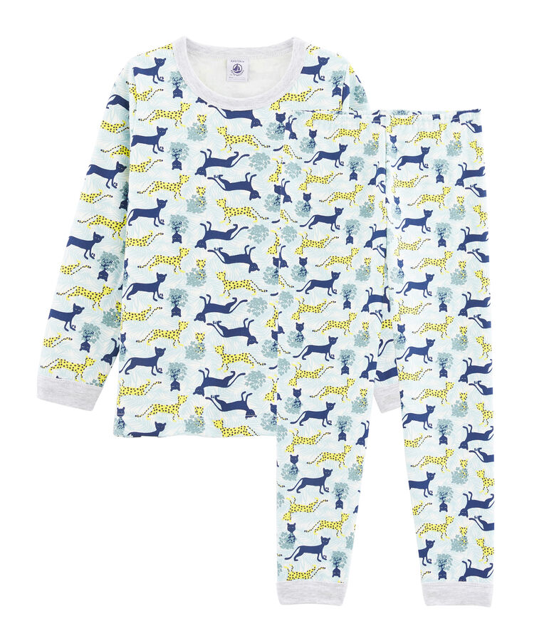 Pijama de mulet&oacute;n para ni&ntilde;o blanco/multicolor