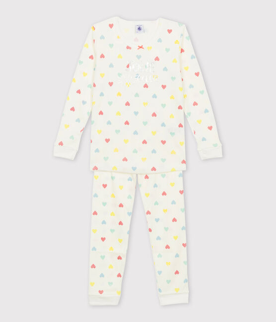 Pijama de corte muy ajustado para niña blanco MARSHMALLOW/blanco MULTICO