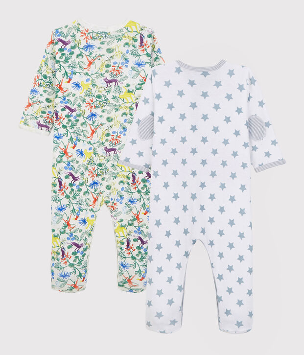 Lote de 2 pijamas enterizos de algod&oacute;n multicolor