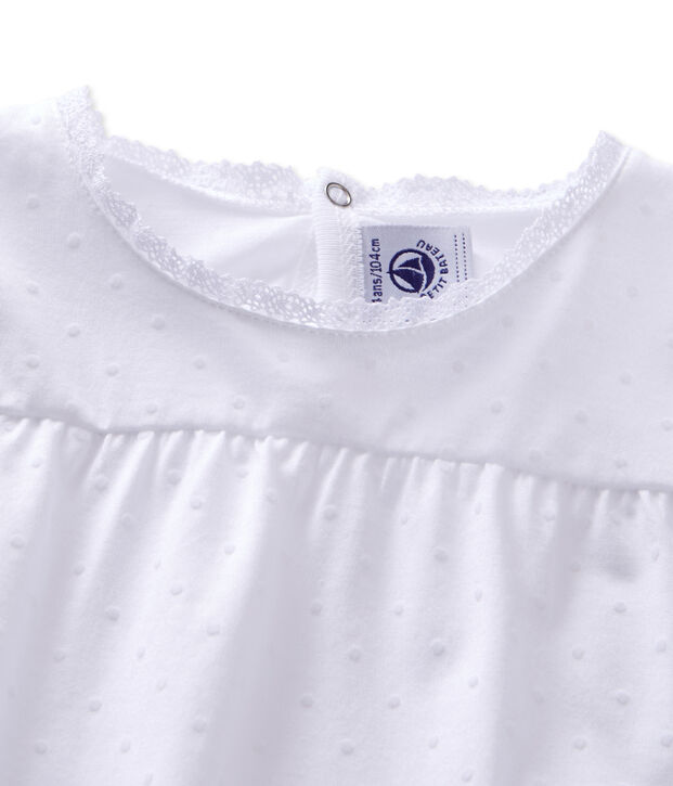 Pijama de lunares para ni&ntilde;a blanco