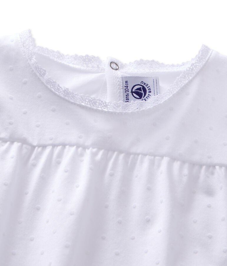 Pijama de lunares para ni&ntilde;a blanco