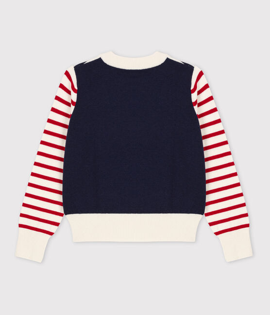 Jersey de lana y algodón con rayas marineras para mujer blanco MARSHMALLOW/blanco MULTICO