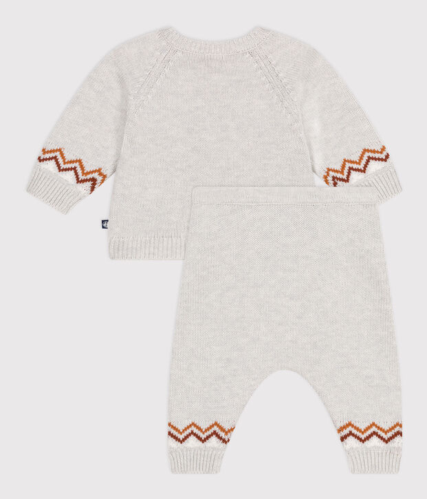 Conjunto de 2 piezas de punto tricotado con estampado P'tit C&oelig;ur para beb&eacute; beige/multicolor