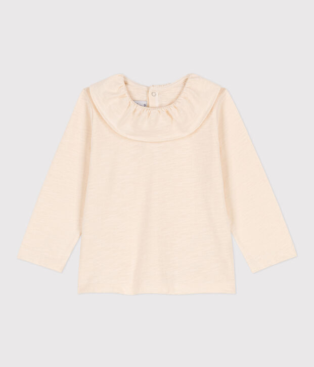Blusa de punto flameado de manga larga para beb&eacute; crudo