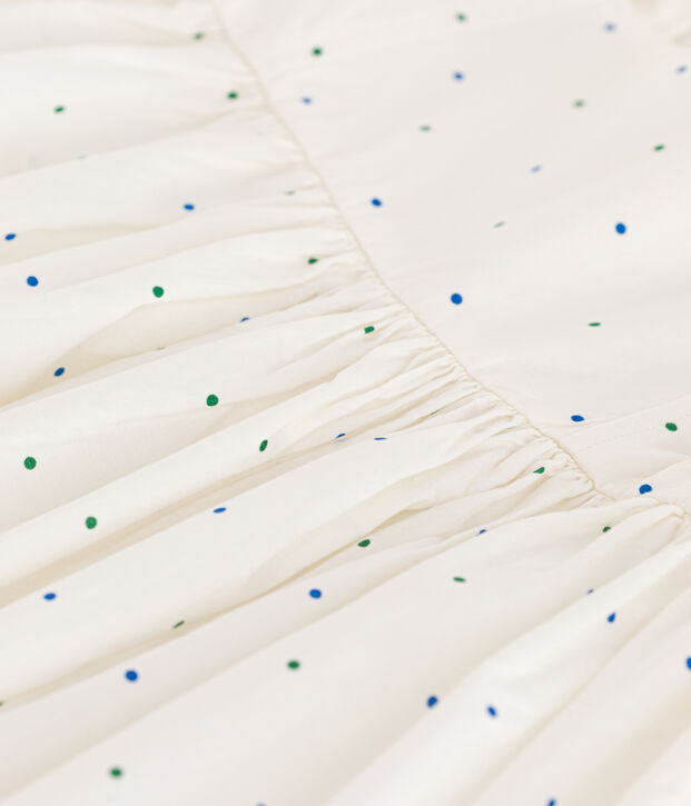 Vestido infantil largo sin mangas de algod&oacute;n con lunares blanco/multicolor