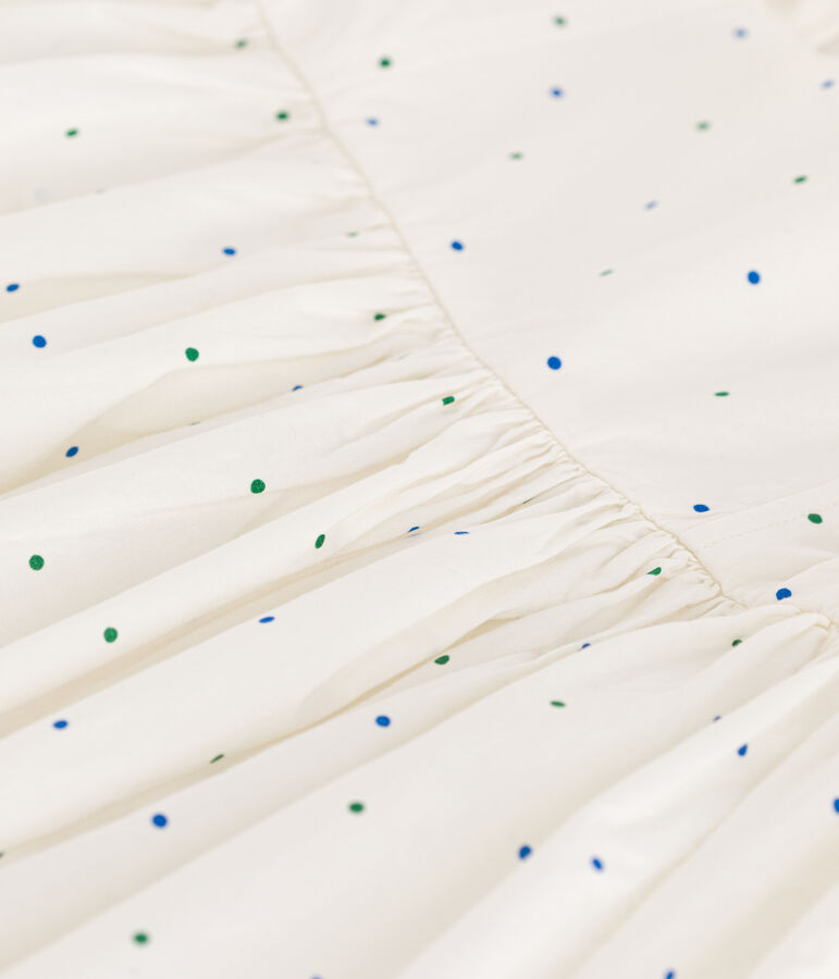 Vestido infantil largo sin mangas de algod&oacute;n con lunares blanco/multicolor