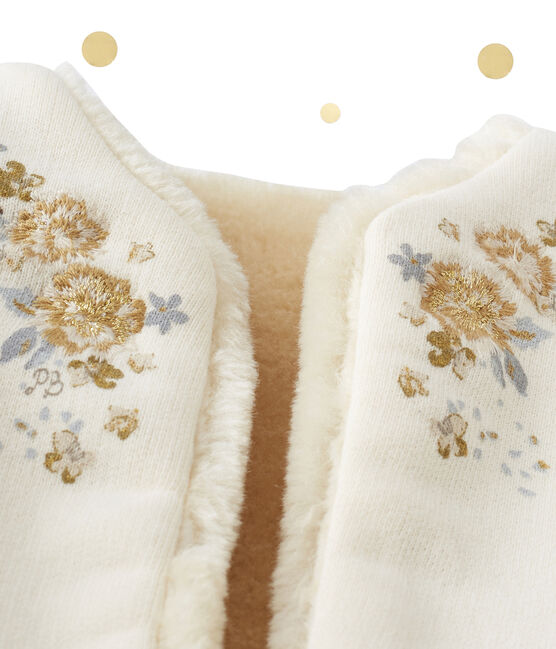 Chaleco de bebé niña reversible beige COQUILLE