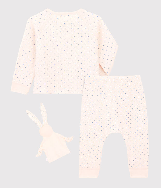 Conjunto de 3 prendas rosas de beb&eacute; ni&ntilde;a de algod&oacute;n ecol&oacute;gico rosa/azul