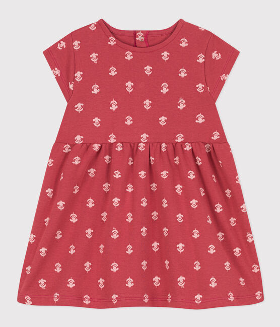 Vestido estampado de manga corta de algodón para bebé rosa PAPI/beige AVALANCHE