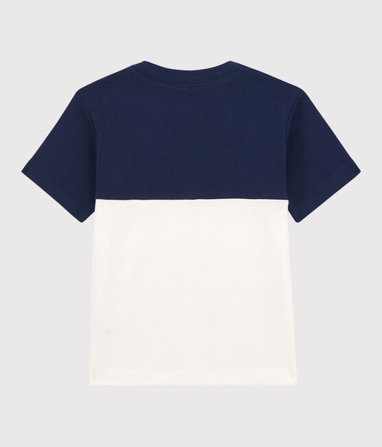 Camiseta de manga corta de algodón de niño azul MEDIEVAL/blanco MARSHMALLOW