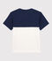 Camiseta de manga corta de algodón de niño azul MEDIEVAL/blanco MARSHMALLOW