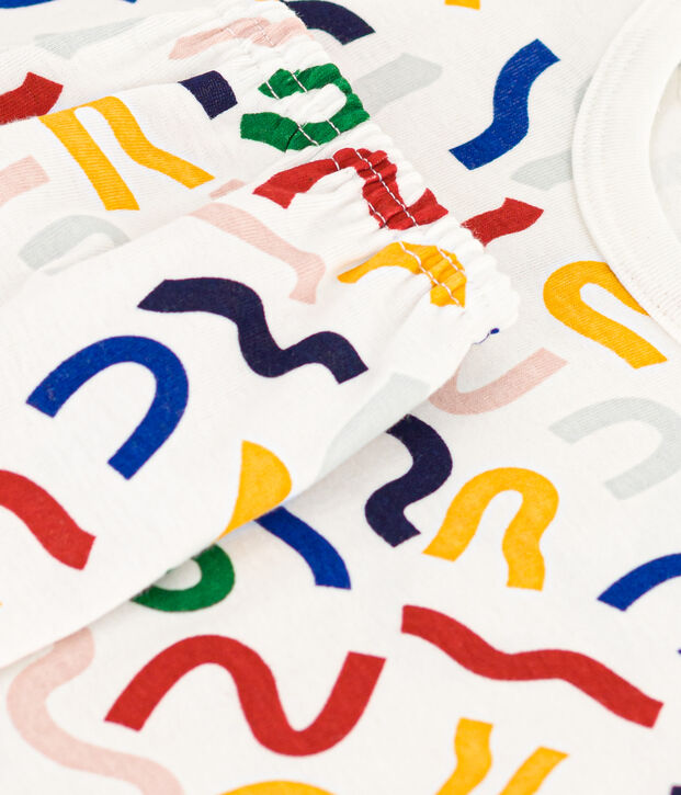 Pijama corto infantil con estampado fosforescente de algod&oacute;n blanco/multicolor