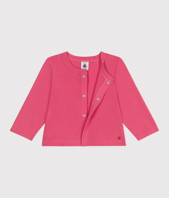 Cárdigan de algodón liso para bebé rosa PEONIA