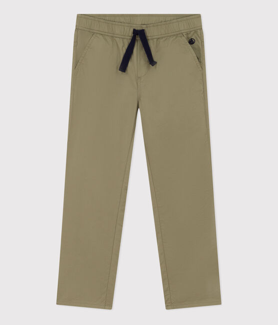 Pantalón de corte normal de sarga de algodón de niño verde MARECAGE