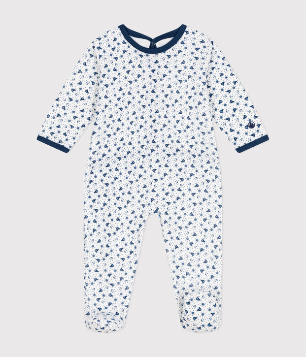 Pelele de terciopelo para beb&eacute; blanco/multicolor