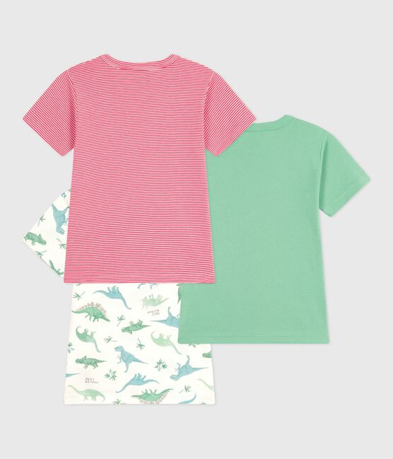 Juego de 3 camisetas infantiles de algodón de manga corta con dinosaurios variante 1