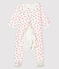Bodyjama de tela túbica para bebé de niña blanco MARSHMALLOW/rosa GROSEILLER