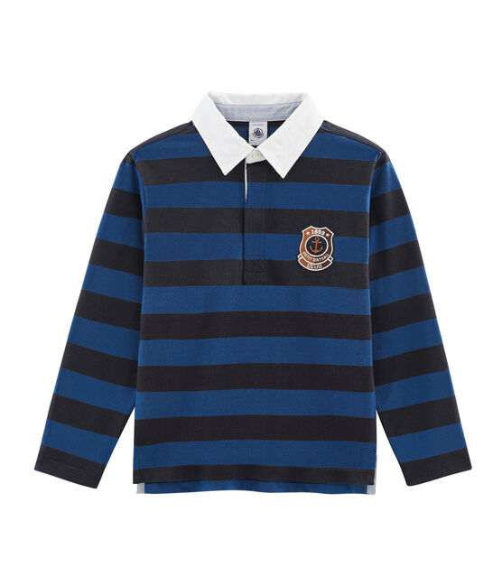 Polo de rugby de rayas para niño azul SMOKING/azul LIMOGES