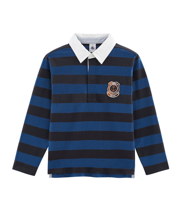 Polo de rugby de rayas para ni&ntilde;o azul/azul