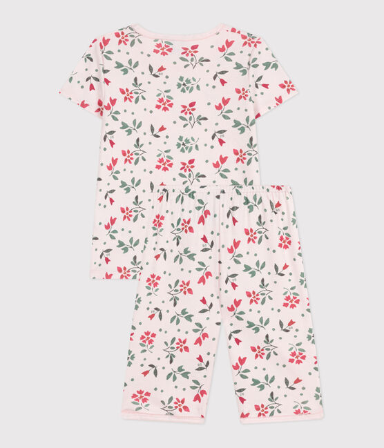 Pijama pirata infantil de algodón con estampado de flores rosa FLEUR/blanco MULTICO