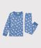 Pijama infantil de mulet&oacute;n con corazones azul/blanco