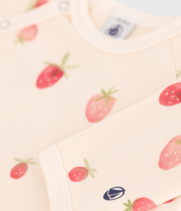 Pijama de algod&oacute;n estampado para beb&eacute; crudo/rosa/multicolor