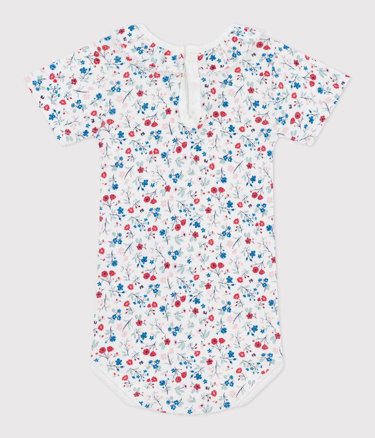 Body de algod&oacute;n de manga corta con estampado de flores para beb&eacute; blanco/multicolor