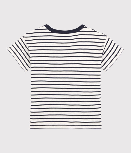 Camiseta de manga corta de algodón de niño beige MONTELIMAR/azul SMOKING