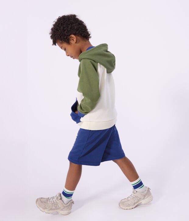 Sudadera infantil de algod&oacute;n con capucha crudo/multicolor