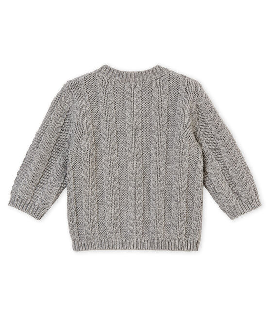 Cárdigan en tricot para bebé mixto en lana y algodón gris SUBWAY CHINE