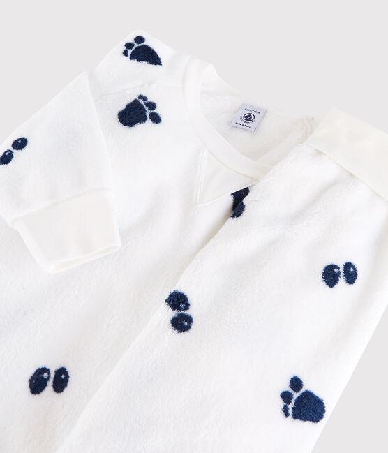 Pijama de niño pequeño de polar blanco MARSHMALLOW/azul MEDIEVAL CN