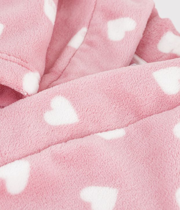 Bata polar infantil estampada rosa/blanco