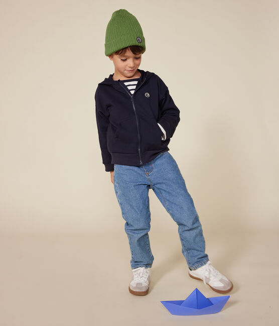 Sudadera con capucha y cremallera para niño azul SMOKING