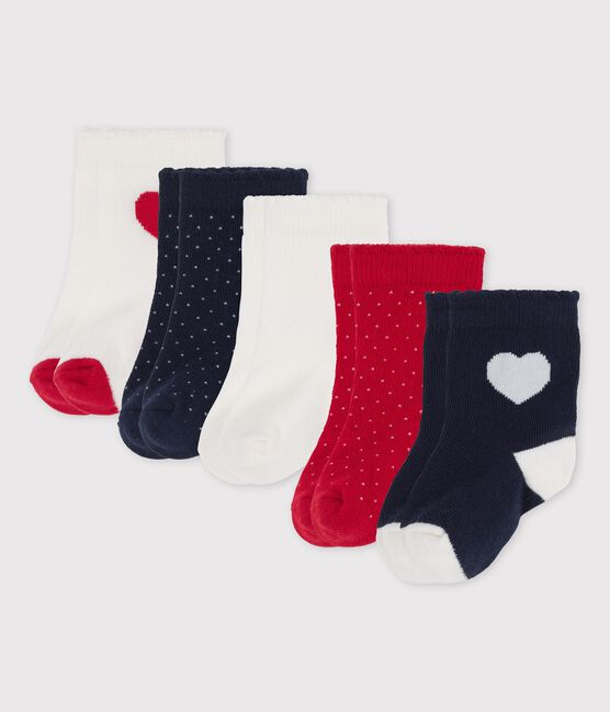 Juego de 5 pares de calcetines con corazones de bebé variante 1