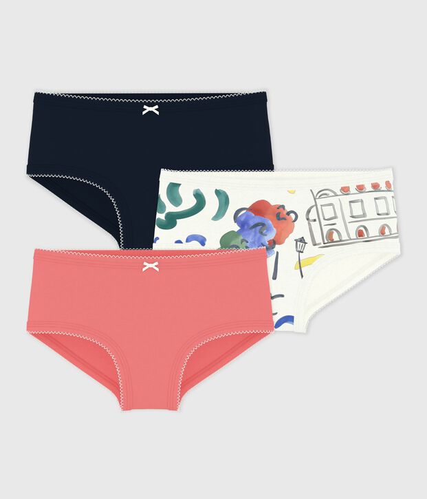 Juego de braguitas infantiles de algod&oacute;n de talle alto con estampado multicolor
