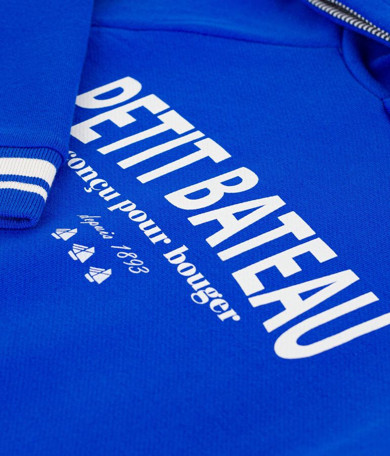 Sudadera infantil de algod&oacute;n con capucha azul PERSE