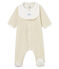 Pelele y babero de terciopelo de algodón para bebé unisex beige MONTELIMAR CHINE
