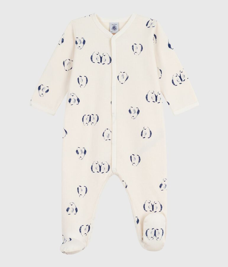 Pijama de felpa cepillada con cuello p&eacute;talo y estampado de flores para beb&eacute; crudo/multicolor